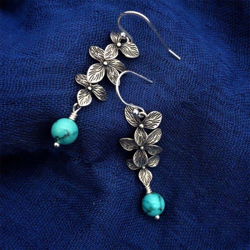 925 Silver Turquoise Lazurite Serenity Protection Earrings