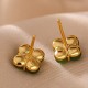 925 Sterling Silver Gold-Plated Cyan Jade Four Leaf Clover Luck Earrings 925 Sterling Silver Gold-Plated Cyan Jade Four Leaf Clover Luck Earrings
