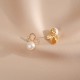 18K Gold Pearl Butterfly Love Stud Earrings 18K Gold Pearl Butterfly Love Stud Earrings