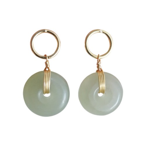 Round Jade Peace Buckle Luck Drop Earrings Round Jade Peace Buckle Luck Drop Earrings