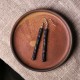 925 Sterling Silver Ebony Wood Texture Peace Drop Earrings