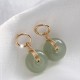 Round Jade Peace Buckle Luck Drop Earrings Round Jade Peace Buckle Luck Drop Earrings