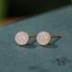 925 Sterling Silver Round White Jade Blessing Stud Earrings