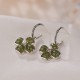 925 Sterling Silver Cyan Jade Four Leaf Clover Luck Earrings