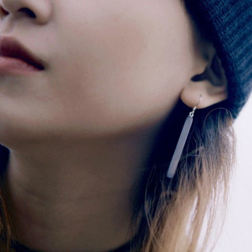 925 Sterling Silver Ebony Wood Texture Peace Drop Earrings