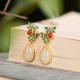 White Jade Red Agate Butterfly Protection Drop Earrings