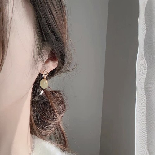 Round Jade Peace Buckle Luck Drop Earrings Round Jade Peace Buckle Luck Drop Earrings
