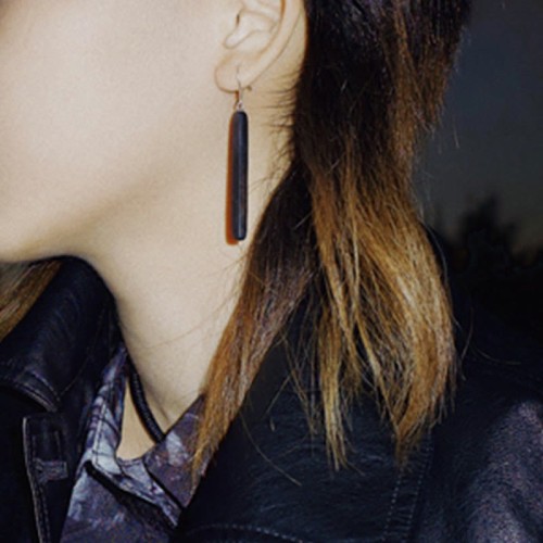 925 Sterling Silver Ebony Wood Texture Peace Drop Earrings