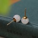 925 Sterling Silver Round White Jade Blessing Stud Earrings