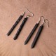 925 Sterling Silver Ebony Wood Texture Peace Drop Earrings