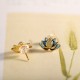 925 Sterling Silver Hetian Cyan Jade Lotus Flower Earrings