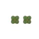 925 Sterling Silver Gold-Plated Cyan Jade Four Leaf Clover Luck Earrings 925 Sterling Silver Gold-Plated Cyan Jade Four Leaf Clover Luck Earrings