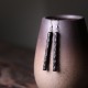 925 Sterling Silver Ebony Wood Texture Peace Drop Earrings