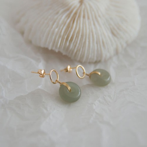 Round Jade Peace Buckle Luck Drop Earrings Round Jade Peace Buckle Luck Drop Earrings