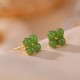 925 Sterling Silver Gold-Plated Cyan Jade Four Leaf Clover Luck Earrings 925 Sterling Silver Gold-Plated Cyan Jade Four Leaf Clover Luck Earrings