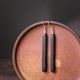 925 Sterling Silver Ebony Wood Texture Peace Drop Earrings