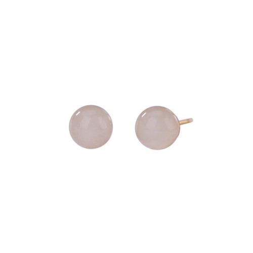 925 Sterling Silver Round White Jade Blessing Stud Earrings