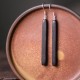 925 Sterling Silver Ebony Wood Texture Peace Drop Earrings