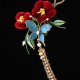 Red Flower Blue Butterfly Hairpin
