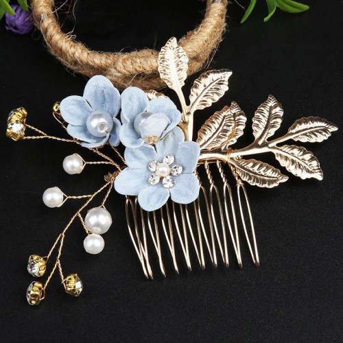 4Pcs Wedding Golden Leaf Pearl Hairpin Set