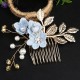 4Pcs Wedding Golden Leaf Pearl Hairpin Set