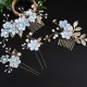 4Pcs Wedding Golden Leaf Pearl Hairpin Set