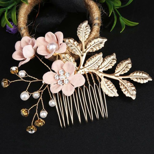 4Pcs Wedding Golden Leaf Pearl Hairpin Set