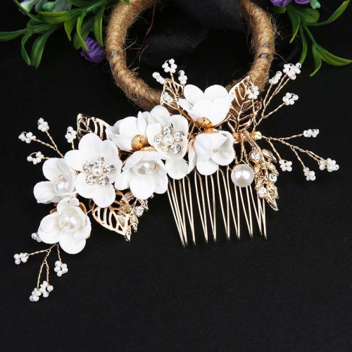 4Pcs Wedding Golden Leaf Pearl Hairpin Set