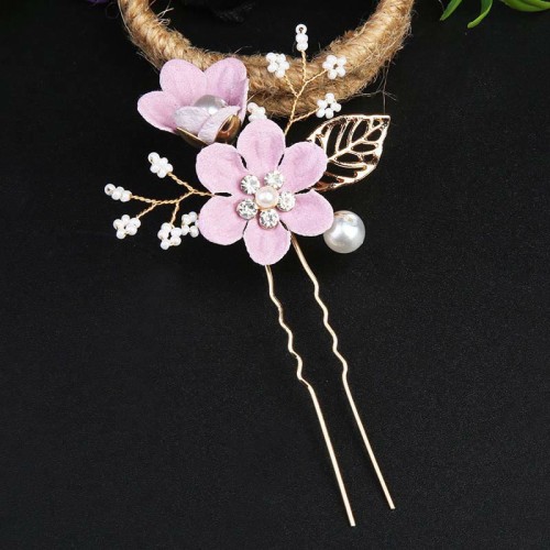 4Pcs Wedding Golden Leaf Pearl Hairpin Set