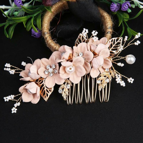 4Pcs Wedding Golden Leaf Pearl Hairpin Set