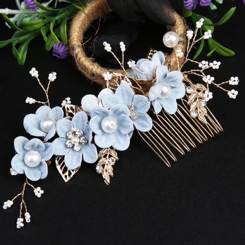 4Pcs Wedding Golden Leaf Pearl Hairpin Set