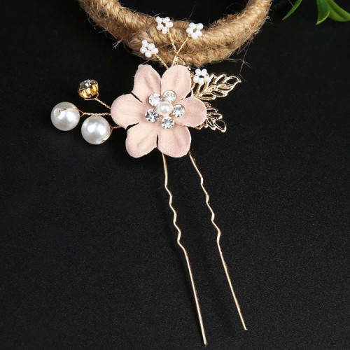 4Pcs Wedding Golden Leaf Pearl Hairpin Set