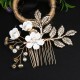 4Pcs Wedding Golden Leaf Pearl Hairpin Set