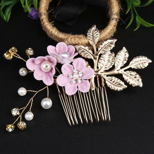 4Pcs Wedding Golden Leaf Pearl Hairpin Set