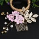4Pcs Wedding Golden Leaf Pearl Hairpin Set