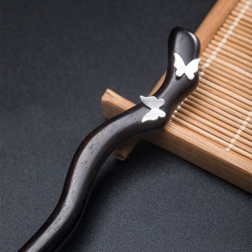925 Silver Ebony Butterfly Relax Hairpin