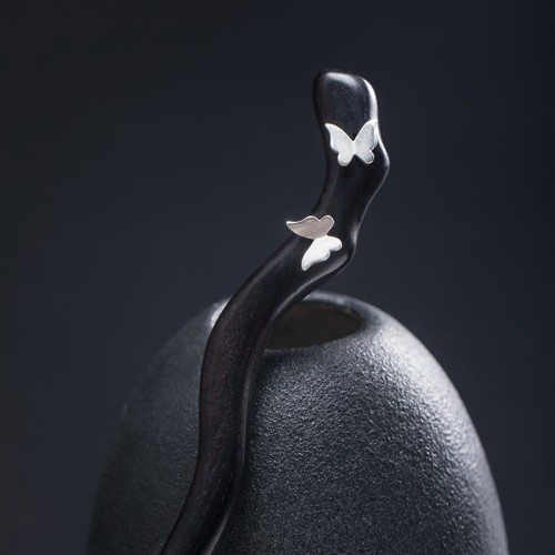 925 Silver Ebony Butterfly Relax Hairpin