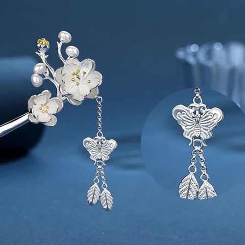 Plum Blossom Butterfly Freedom Tassel Hairpin