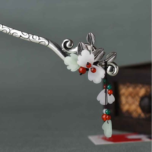 Red Agate Flower Leaf Confidence Hairpin