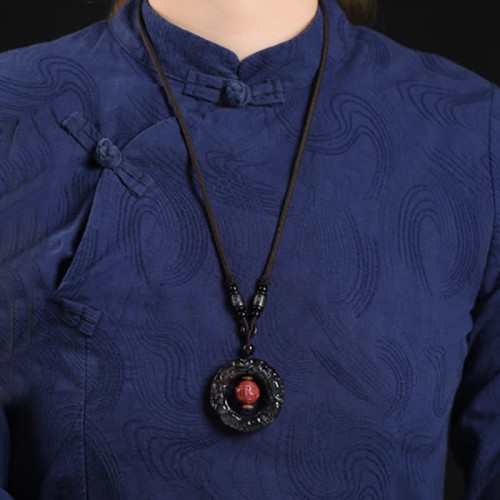 Feng Shui Rainbow Obsidian PiXiu Healing Necklace