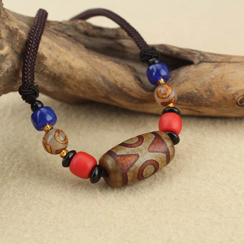 Tibetan Nine-Eye Dzi Bead Protection Necklace