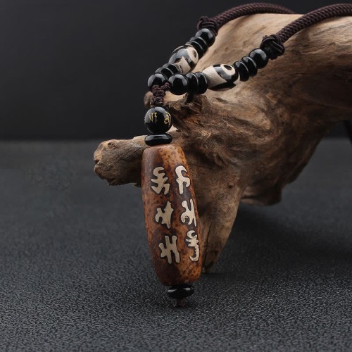 Tibet Om Mani Padme Hum Dzi Bead Wealth Necklace Tibet Om Mani Padme Hum Dzi Bead Wealth Necklace