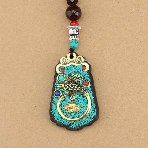 Tibetan God of Wealth Tree Ebony Peace Pendant