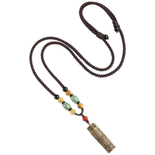 Tibetan Om Mani Padme Hum Agate Sutra Protection Necklace Tibetan Om Mani Padme Hum Agate Sutra Protection Necklace