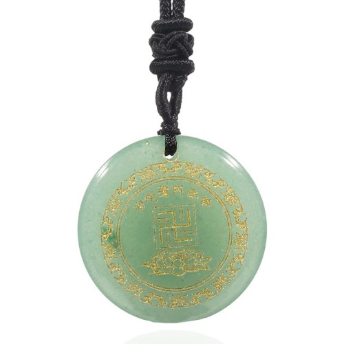 Swastika Lotus Crystal Obsidian Purification Necklace Pendant