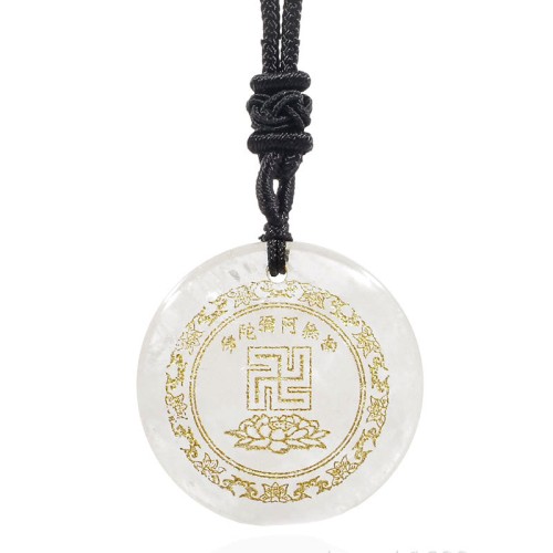 Swastika Lotus Crystal Obsidian Purification Necklace Pendant