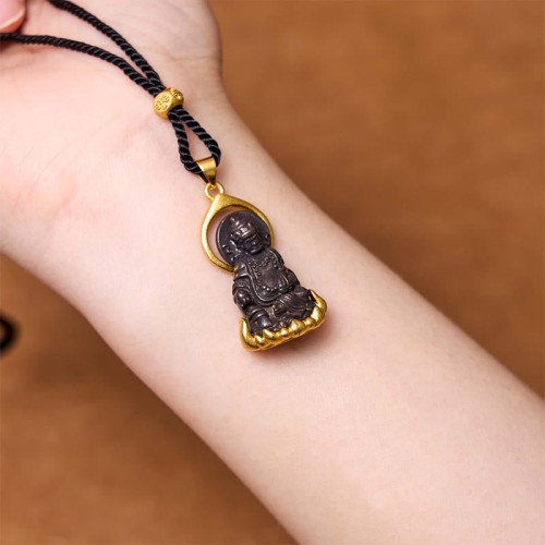 Tibetan Yellow Jambhala Wealth Buddha Necklace