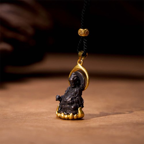 Tibetan Yellow Jambhala Wealth Buddha Necklace