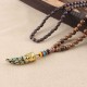 Tibetan Wenge Wood Om Mani Padme Hum Protection Necklace