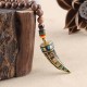 Tibetan Wenge Wood Om Mani Padme Hum Protection Necklace